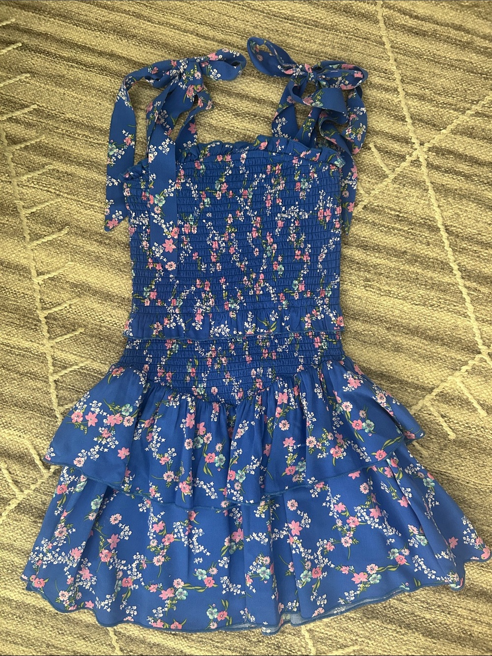 KatieJ NYC Blue Floral Tie-Shoulder Girls' Sundress